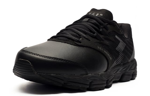 The 361 Weegie Running Shoes combine the comfort and cushioning of a high-performance running shoe with the durability and protection of a quality everyday shoe. Designed for versatility, they are ideal for runs, workouts, the gym and work. The shoe features a nubuck leather vamp that offers a stylish, casual look, while the water-resistant treatment on the vamp and tongue helps keep your feet dry in light moisture. The roomy forefoot provides ample space for natural movement and added comfort.
 Externally, the midfoot is supported by a distinct overlay pattern that holds the foot securely in place, ensuring stability throughout your day. Dynamic stability is enhanced by the combination of an extended medial post and an integrated lightweight QU!K Spine shank, which work together to support your foot. The QU!K Flex 4 Foot Engineering promotes a natural and balanced toe-off while improving ground contact for better acceleration.
 Cushioning is delivered through a full-length QU!KFOAM midsole that provides a smooth and comfortable ride. The forefoot features a lightweight blown rubber outsole with a durable, high-abrasion crash pad designed to offer excellent traction and shock absorption. These 361 WEEGIE Running Shoes are the perfect choice for anyone seeking a shoe that has everything rolled into one. 
 
 - Nubuck leather / textile upper
 - Water resistant treatment on vamp / tongue
 - Anatomical pressure free tongue design
 - Soft padded ankle collar 
 - Lace-up closure
 - QU!K Flex 4 Foot Engineering
 - QU!K Spine shank for support
 - QU!KFOAM midsole
 - Durable / high abrasion crash pad
 - Lightweight blown rubber outsole
 - Comfort cushioned insole 
 - 361 branding