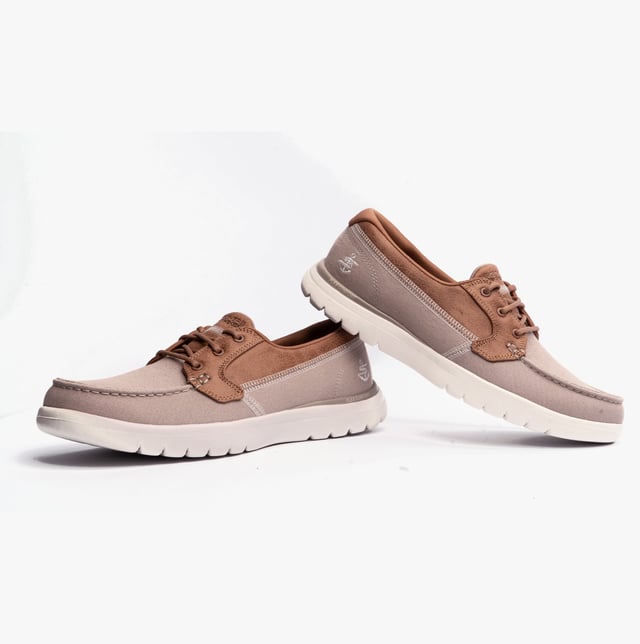 Skechers 136451/nat On-the-go Flex - Embark Womens Shoes Natural/purple These casual women's shoes feature a leather and textile upper with a rubber sole, lace-up closure, and a relaxed fit, offering comfort and vegan-friendly design for everyday wear