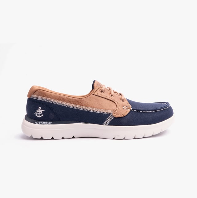 Skechers 136451/nvy On-the-go Flex - Embark Womens Shoes Navy These casual low-top shoes feature a leather and textile upper with a rubber sole, offering comfort and a relaxed fit for everyday wear