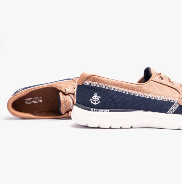 Skechers 136451/nvy On-the-go Flex - Embark Womens Shoes Navy These casual low-top shoes feature a leather and textile upper with a rubber sole, offering comfort and a relaxed fit for everyday wear