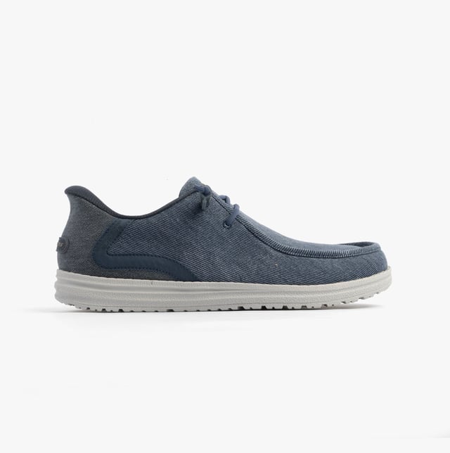 These casual men's shoes feature a canvas upper, rubber sole, and relaxed fit. Equipped with air-cooled memory foam and lace-up closure for comfort and easy wear