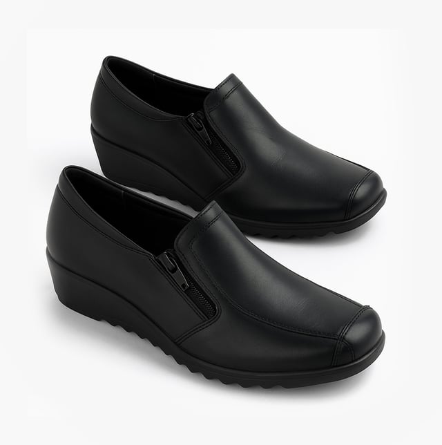 Casual shoes with a PU upper and sole feature a lightweight design and a zip closure, making them comfortable for everyday wear and easy to slip on