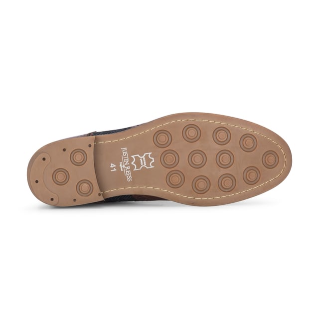 Refine your footwear collection with the Teddy Men's Brown Leather and Navy Tweed Oxford Shoes. Crafted from genuine leather with contrasting navy tweed panels, these shoes offer a perfect blend of traditional style and modern character. The Oxford silhouette provides a smart, structured shape, ideal for formal occasions or smart-casual outfits. A soft inner lining ensures comfort throughout the day, making them as wearable as they are stylish.

Premium Brown Leather Upper for a polished and durable finish

Contrasting Navy Tweed Panels add texture and a unique twist

Classic Oxford Design with a structured silhouette

Lace-Up Fastening ensures a secure and adjustable fit

Soft Inner Lining for comfort during extended wear

Stitched Detailing for added craftsmanship and style

Ideal for Smart-Casual to Formal Events — weddings, work, or evening outings