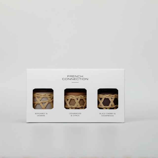 The French Connection Bamboo Collection 3 Piece Gift Set features a trio of 50ml diffusers housed in natural bamboo-inspired vessels, bringing a touch of organic elegance to any setting. Each diffuser offers a distinct fragrance, crafted to evoke a sense of calm and connection to nature, with scents that range from fresh and earthy to subtly floral. This collection is perfect for creating a serene atmosphere throughout the home, blending effortlessly with any decor. Ideal as a thoughtful gift or a personal indulgence, it captures the essence of relaxation and refined simplicity.