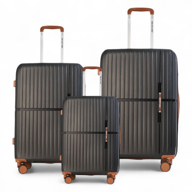 Hard Shell Black Strong Suitcase Set 8 Wheel Cabin Luggage Holiday Travel Case Travel in timeless style with our Hard Shell Classic Suitcase Set, designed for both practicality and elegance. Crafted with premium materials, this set is built to meet the needs of frequent travelers, combining robust features with a sleek finish.
Features:
Durable Polypropylene Construction: Lightweight and resilient, offering superior protection for your belongings.
Secure Integrated Lock: Ensures your luggage is travel-compliant and your items are safe during transit.
4x Smooth Dual Wheels: Provides effortless 360° mobility for smooth navigation through airports and crowded areas.
Ergonomic Telescopic Handle: Designed for a comfortable and firm grip during use.
Thoughtful Interior Design: Includes tie-down straps, a zippedivider, and compartments to keep your items neatly organized.
Sizes and Specifications:
Cabin:
Dimensions: 37 x 22 x 56 cm
Weight: 2.67 kg
Capacity: 37L
Medium:
Dimensions: 43 x 25 x 67 cm
Weight: 3.33 kg
Capacity: 59L
Large:
Dimensions: 49 x 29 x 76 cm
Weight: 4.20 kg
Capacity: 94L
This classic suitcase set is perfect for any occasion, whether you're embarking on a business trip, a weekend getaway, or a long vacation. With its sturdy build, smooth maneuverability, and secure locking system, you can travel with confidence and ease.
Elevate your travel experience with the perfect combination of style and functionality.