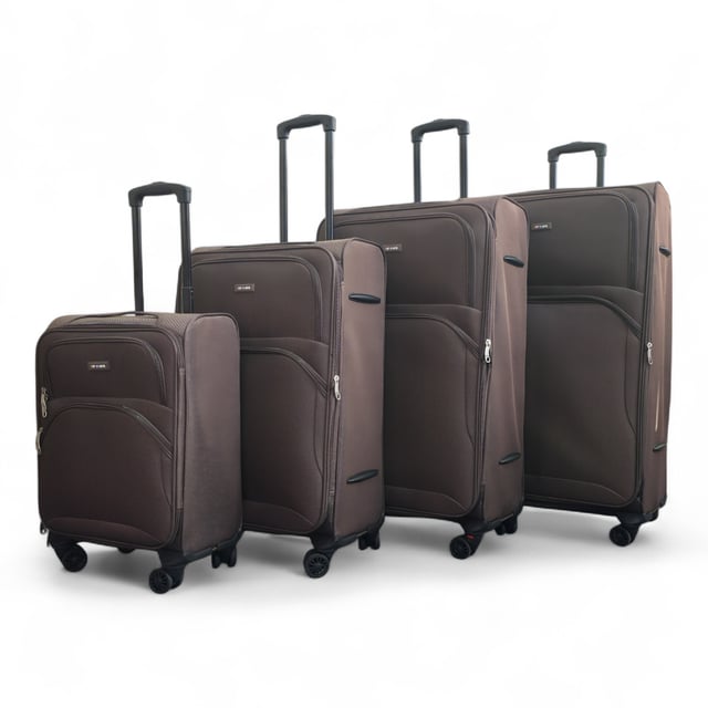 Werten Sie Ihre Reiseutensilien auf mit dem 4er-Set leichter 8-Rollen-Koffer (Kabinenkoffer, Mittel, Groß und XL), die auf Stil, Haltbarkeit und Zweckmäßigkeit ausgelegt sind. Dieses Weichschalen-Gepäckset ist aus hochwertigem Nylon gefertigt und bietet eine elegante Optik und außergewöhnliche Leistung für alle Ihre Reisen. Eigenschaften: Leichtes Nylonmaterial: Robust und dennoch leicht, sodass es einfach zu handhaben ist und eine lange Lebensdauer gewährleistet. Erweiterbares Design (Mittel, Groß und XL): Bietet Flexibilität mit über 20 % zusätzlicher Lagerkapazität. Sicheres Schloss: Hält Ihre Sachen sicher mit integriertem Zahlenschloss. 4 Doppelrollen mit 360°-Mobilität: Sorgt für müheloses Manövrieren auf verschiedenen Oberflächen. Ergonomischer Teleskopgriff: Auf Komfort und einfache Handhabung ausgelegt. Organisierter Innenraum: Beinhaltet Zurrgurte, Fächer mit Reißverschluss und Netzteiler für müheloses Packen. Größen und Spezifikationen: Kabine: Abmessungen: 48 x 37 x 20 cm Gewicht: 2,70 kg Fassungsvermögen: 36 l Mittel: Abmessungen: 54 x 41 x 26,5 cm Gewicht: 3,20 kg Fassungsvermögen: 64 l Groß: Abmessungen: 73,5 x 45 x 29,5 cm Gewicht: 3,90 kg Fassungsvermögen: 98 l Extragroß: Abmessungen: 80 x 48,5 x 32,5 cm Gewicht: 4,80 kg Fassungsvermögen: 126 l Dieses vielseitige Kofferset eignet sich perfekt für alle Arten von Reisen, egal ob Kurztrip oder längerer Urlaub. Das schlanke Design sorgt für zeitlose Eleganz, während die leichte Konstruktion und die fortschrittlichen Funktionen unvergleichlichen Komfort bieten. Reisen Sie mit leichtem Gepäck, cleverem Gepäck und voller Zuversicht mit diesem Premium-Kofferset.