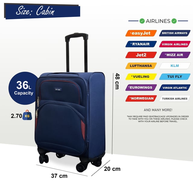 Werten Sie Ihre Reiseutensilien auf mit dem 4er-Set leichter 8-Rollen-Koffer (Kabinenkoffer, Mittel, Groß und XL), die auf Stil, Haltbarkeit und Zweckmäßigkeit ausgelegt sind. Dieses Weichschalen-Gepäckset ist aus hochwertigem Nylon gefertigt und bietet eine elegante Optik und außergewöhnliche Leistung für alle Ihre Reisen. Eigenschaften: Leichtes Nylonmaterial: Robust und dennoch leicht, sodass es einfach zu handhaben ist und eine lange Lebensdauer gewährleistet. Erweiterbares Design (Mittel, Groß und XL): Bietet Flexibilität mit über 20 % zusätzlicher Lagerkapazität. Sicheres Schloss: Hält Ihre Sachen sicher mit integriertem Zahlenschloss. 4 Doppelrollen mit 360°-Mobilität: Sorgt für müheloses Manövrieren auf verschiedenen Oberflächen. Ergonomischer Teleskopgriff: Auf Komfort und einfache Handhabung ausgelegt. Organisierter Innenraum: Beinhaltet Zurrgurte, Fächer mit Reißverschluss und Netzteiler für müheloses Packen. Größen und Spezifikationen: Kabine: Abmessungen: 48 x 37 x 20 cm Gewicht: 2,70 kg Fassungsvermögen: 36 l Mittel: Abmessungen: 54 x 41 x 26,5 cm Gewicht: 3,20 kg Fassungsvermögen: 64 l Groß: Abmessungen: 73,5 x 45 x 29,5 cm Gewicht: 3,90 kg Fassungsvermögen: 98 l Extragroß: Abmessungen: 80 x 48,5 x 32,5 cm Gewicht: 4,80 kg Fassungsvermögen: 126 l Dieses vielseitige Kofferset eignet sich perfekt für alle Arten von Reisen, egal ob Kurztrip oder längerer Urlaub. Das schlanke Design sorgt für zeitlose Eleganz, während die leichte Konstruktion und die fortschrittlichen Funktionen unvergleichlichen Komfort bieten. Reisen Sie mit leichtem Gepäck, cleverem Gepäck und voller Zuversicht mit diesem Premium-Kofferset.