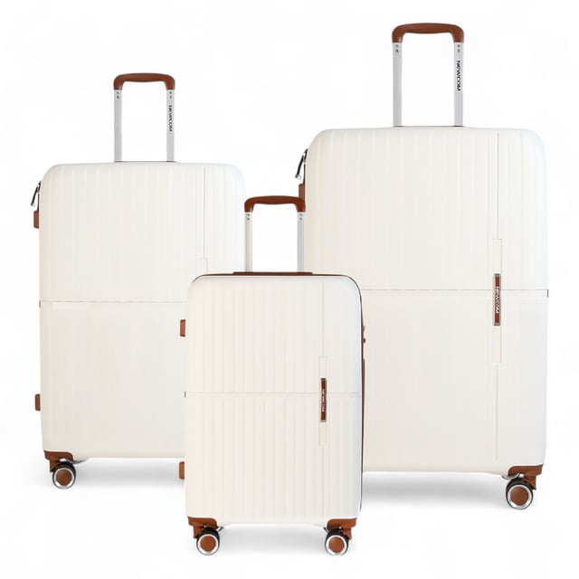 Hard Shell White Strong Suitcase Set 8 Wheel Cabin Luggage Holiday Travel Case Travel in timeless style with our Hard Shell Classic Suitcase Set, designed for both practicality and elegance. Crafted with premium materials, this set is built to meet the needs of frequent travelers, combining robust features with a sleek finish.
Features:
Durable Polypropylene Construction: Lightweight and resilient, offering superior protection for your belongings.
Secure Integrated Lock: Ensures your luggage is travel-compliant and your items are safe during transit.
4x Smooth Dual Wheels: Provides effortless 360° mobility for smooth navigation through airports and crowded areas.
Ergonomic Telescopic Handle: Designed for a comfortable and firm grip during use.
Thoughtful Interior Design: Includes tie-down straps, a zippedivider, and compartments to keep your items neatly organized.
Sizes and Specifications:
Cabin:
Dimensions: 37 x 22 x 56 cm
Weight: 2.67 kg
Capacity: 37L
Medium:
Dimensions: 43 x 25 x 67 cm
Weight: 3.33 kg
Capacity: 59L
Large:
Dimensions: 49 x 29 x 76 cm
Weight: 4.20 kg
Capacity: 94L
This classic suitcase set is perfect for any occasion, whether you're embarking on a business trip, a weekend getaway, or a long vacation. With its sturdy build, smooth maneuverability, and secure locking system, you can travel with confidence and ease.
Elevate your travel experience with the perfect combination of style and functionality.
