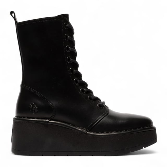Add bold comfort to your wardrobe with the Fly London HAIT273 ankle boots. Crafted from premium leather and lined with soft microfiber, these lace-up boots are built for everyday wear with a fashion-forward edge. A side zip makes slipping them on easy, while the foam-padded footbed offers cushioned support. Set on a chunky 3-inch rubber wedge platform, they deliver excellent grip, traction, and elevation without sacrificing comfort.

Upper: Premium Leather
Lining: Microfiber
Insole: Foam-padded, microfiber-lined
Sole: Durable Rubber platform
Closure: Lace-up with side zip
Heel Height: 3 inches (approx. 7.6 cm)
Style: Chunky platform ankle boots
Features: Cushioned footbed, great grip & traction, ideal for all-day wear