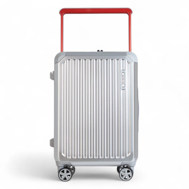 Upgrade your journey with this striking Hard Case Cabin Luggage, combining a sleek, ridged silver exterior with a vibrant red telescopic handle for both style and robust durability, ensuring you're always ready for your next short trip or quick getaway.

Key Features:

Durable Hard Case: Built to withstand the rigors of travel, offering superior protection for your belongings.
Effortless Mobility: Equipped with 360° spinner wheels for smooth, multi-directional gliding through airports and beyond.
Ergonomic Red Handle: A sturdy, adjustable telescopic handle provides a comfortable grip and adds a pop of color.
Integrated Cup Holder: Conveniently designed with a built-in cup holder for easy access to your beverage on the go.
Side Bag Hook: Features an integrated hook for securely carrying shopping bags or other personal items.
Stylish Design: Features a distinctive silver ribbed finish for a modern and sophisticated look.
Travel with confidence and style — this cabin luggage is your reliable companion for any destination.

Size and Specification:
Cabin:
Dimensions: 38 x 24 x 56.5 CM
Weight: 3.17 kg
Capacity: 42.03 L