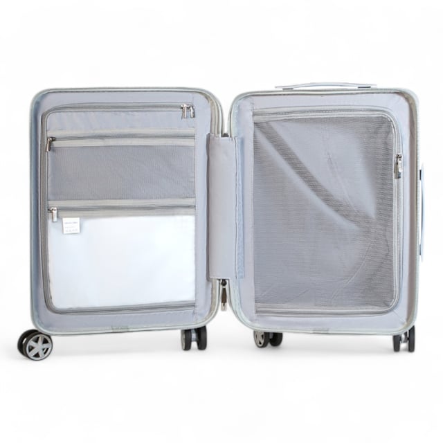 Upgrade your journey with this striking Hard Case Cabin Luggage, combining a sleek, ridged silver exterior with a vibrant red telescopic handle for both style and robust durability, ensuring you're always ready for your next short trip or quick getaway.

Key Features:

Durable Hard Case: Built to withstand the rigors of travel, offering superior protection for your belongings.
Effortless Mobility: Equipped with 360° spinner wheels for smooth, multi-directional gliding through airports and beyond.
Ergonomic Red Handle: A sturdy, adjustable telescopic handle provides a comfortable grip and adds a pop of color.
Integrated Cup Holder: Conveniently designed with a built-in cup holder for easy access to your beverage on the go.
Side Bag Hook: Features an integrated hook for securely carrying shopping bags or other personal items.
Stylish Design: Features a distinctive silver ribbed finish for a modern and sophisticated look.
Travel with confidence and style — this cabin luggage is your reliable companion for any destination.

Size and Specification:
Cabin:
Dimensions: 38 x 24 x 56.5 CM
Weight: 3.17 kg
Capacity: 42.03 L