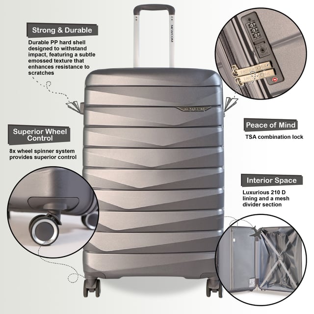 Travel in timeless style with our Hard Shell Classic Cabin Suitcase, designed for both practicality and elegance. Crafted with premium materials, this set is built to meet the needs of frequent travelers, combining robust features with a sleek finish.

Features:
Durable Polypropylene Construction: Lightweight and resilient, offering superior protection for your belongings.
Secure TSA-Approved Lock: Ensures your luggage is travel-compliant and your items are safe during transit.
4x Smooth Dual Wheels: Provides effortless 360° mobility for smooth navigation through airports and crowded areas.
Ergonomic Telescopic Handle: Designed for a comfortable and firm grip during use.
Thoughtful Interior Design: Includes tie-down straps, a zippedivider, and compartments to keep your items neatly organized.
Size and Specification:
Cabin:
Dimensions: 36 x 22.5 x 56 cm 
Weight: 2.60 kg
Capacity: 36L

This classic suitcase is perfect for any occasion, whether you're embarking on a business trip, a weekend getaway, or a vacation. With its sturdy build, smooth maneuverability, and secure locking system, you can travel with confidence and ease.

Elevate your travel experience with the perfect combination of style and functionality.