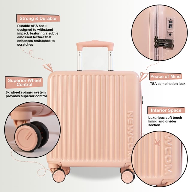 Travel light and smart with this compact cabin suitcase made from durable ABS and polycarbonate. It’s airline-approved, stylish, and built for convenience.

Features:

Strong ABS+PC Shell – Lightweight & impact-resistant
TSA Lock – Secure and airport-friendly
360° Spinner Wheels – Smooth, silent movement
Telescopic Handle – Comfortable grip
Organised Interior – Divider & elastic straps

Size: 44 x 38 x 22 cm
Weight: Approx. 2.32 kg
Capacity: 28L
Fits: EasyJet, Ryanair, WizzAir & most airlines
