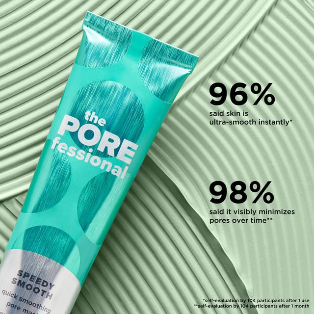 Transform your skincare routine with The POREfessional Speedy Smooth Quick Smoothing Pore Mask. This innovative 75g mask provides an instant flash facial, smoothing skin in just 5 minutes while visibly minimizing pores. Dermatologist-tested and suitable for all skin types, this mask absorbs excess oil and refines texture. 96% of users reported ultra-smooth skin after one use, while 98% noticed minimized pores after a month. Apply 2-3 times a week for best results and enjoy a radiant complexion!