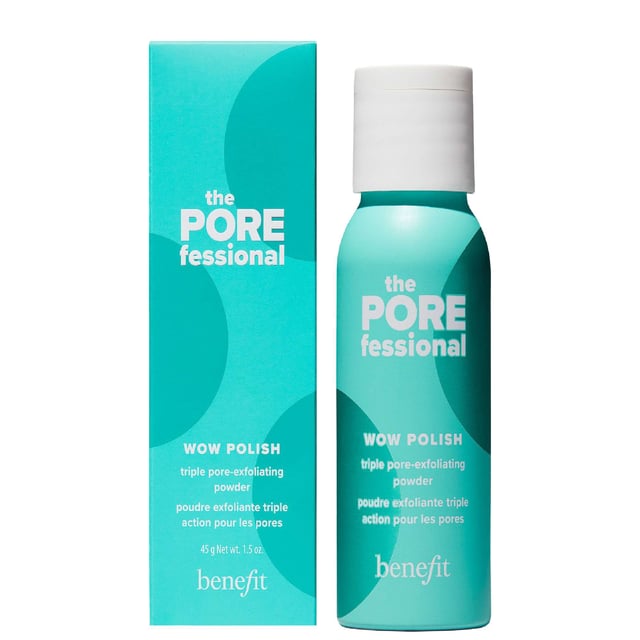 Transform your skincare routine with The POREfessional Wow Polish, a revolutionary exfoliating powder that refines pores and leaves your skin glowing. This water-activated formula combines unique powders to gently exfoliate without harshness. Dermatologist-tested and suitable for all skin types, this non-comedogenic powder offers visible results: 91% of users felt softer skin after one use, while 94% noticed reduced pores in two weeks. Mix with water, massage onto your face, and enjoy a refreshed complexion 1-2 times a week.