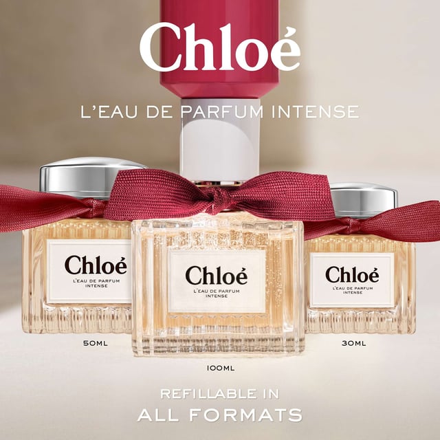 Discover Chloé L'Eau Intense Eau de Parfum, a luxurious floral fragrance that embodies empowerment. With vibrant raspberry and sensual rose, it reveals rich floral notes and warm woods for a long-lasting allure. The elegant refillable bottle, available in 30 ml, 50 ml, or 100 ml, is eco-friendly. Keep your scent alive with the 150 ml refill.