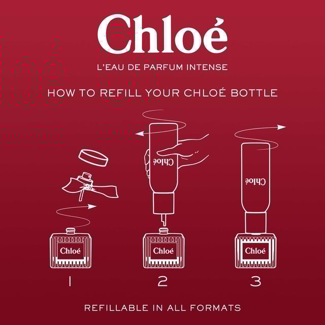 Discover Chloé L'Eau Intense Eau de Parfum, a luxurious floral fragrance that embodies empowerment. With vibrant raspberry and sensual rose, it reveals rich floral notes and warm woods for a long-lasting allure. The elegant refillable bottle, available in 30 ml, 50 ml, or 100 ml, is eco-friendly. Keep your scent alive with the 150 ml refill.