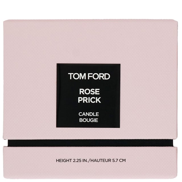 Tom Ford Private Blend Rose Prick Candle - Luxurious Floral Scent Experience the enchanting aroma of Tom Ford's Private Blend Rose Prick Candle. This exquisite candle captures the elegance of roses intertwined with the intrigue of thorns. The fragrance opens with spicy Sichuan pepper, transitioning into a heart of May and Bulgarian roses. The base features earthy patchouli and creamy tonka bean. Inspired by Tom Ford's private rose garden, this candle is a perfect addition to any space, offering a rich floral scent. Dimensions: Height 2.25 inches / 5.7 cm.
