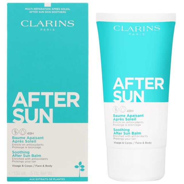 Experience the ultimate relief for your skin with Clarins Soothing After Sun Balm. This luxurious balm is specially formulated to repair and calm your skin after sun exposure. Infused with nourishing sunflower oil, soothing aloe vera, and hydrating watermelon extracts, it delivers intense moisture while protecting against free radicals. Its lightweight formula absorbs quickly, leaving no sticky residue behind. Perfect for use on both face and body, simply apply generously after sun exposure for beautifully refreshed and revitalized skin.