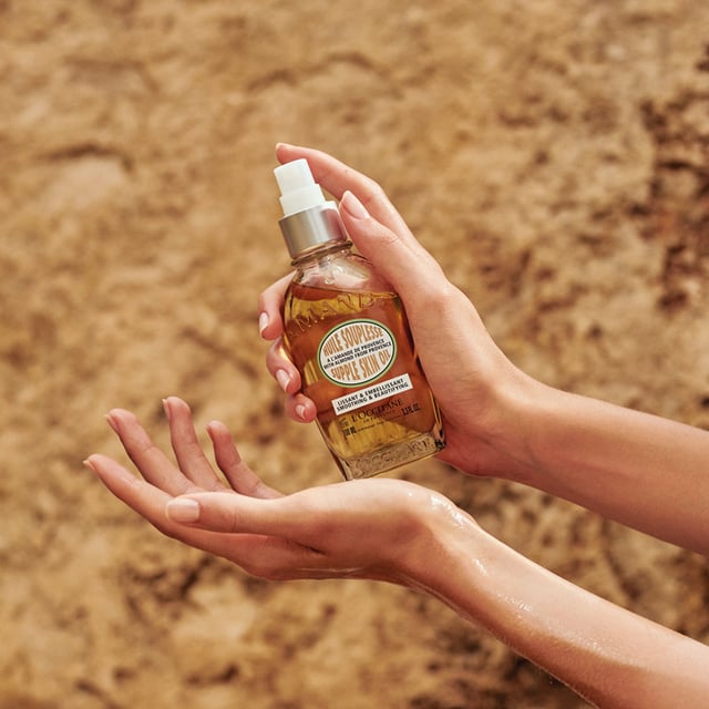Experience the luxurious L'OCCITANE Almond Supple Skin Oil, crafted with over 50% pure almond oil from Provence. This exceptional oil contains 97% naturally derived ingredients, providing a lightweight texture that combats dryness, enhances skin elasticity, and minimizes stretch marks. Enriched with omega-rich almond and camelina oils, it nourishes and revitalizes your skin, while silicium extract firms and tightens. Enjoy soft, supple skin with a smooth satin finish. For best results, massage into your body morning and evening, focusing on areas prone to stretch marks.