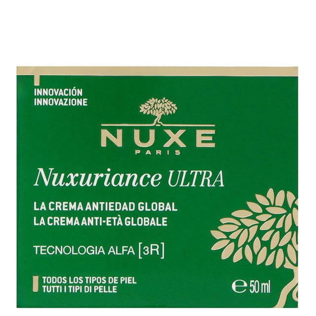 Experience the transformative power of Nuxe Nuxuriance Ultra Global Anti-Aging Cream, a luxurious moisturizer that combats the signs of aging. Infused with advanced Alfa [3R] Technology, this cream revitalizes and resurfaces your skin for a youthful appearance. Its rich, non-greasy texture ensures deep nourishment without stickiness. Enriched with hyaluronic acid, it delivers intense hydration, enhancing your skin's tone and smoothness. Suitable for all skin types and vegan-friendly. For optimal results, apply to a cleansed face every morning and/or evening.