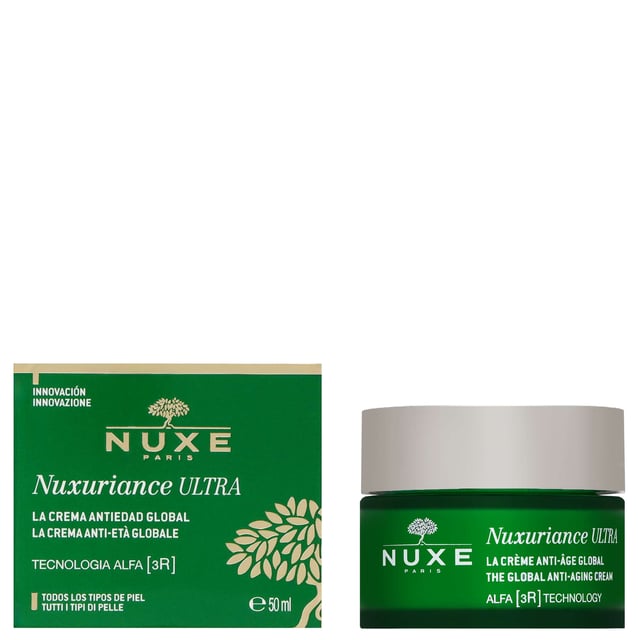 Experience the transformative power of Nuxe Nuxuriance Ultra Global Anti-Aging Cream, a luxurious moisturizer that combats the signs of aging. Infused with advanced Alfa [3R] Technology, this cream revitalizes and resurfaces your skin for a youthful appearance. Its rich, non-greasy texture ensures deep nourishment without stickiness. Enriched with hyaluronic acid, it delivers intense hydration, enhancing your skin's tone and smoothness. Suitable for all skin types and vegan-friendly. For optimal results, apply to a cleansed face every morning and/or evening.