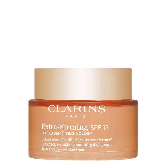 Discover the power of Clarins Extra-Firming Day Cream SPF15, designed for all skin types. This innovative cream features exclusive COLLAGEN³ TECHNOLOGY, including Collagen polypeptide, Pecan Tree extract, and Organic Mitracarpus extract to enhance your skin's natural support. Enriched with Niacinamide, it revitalizes your complexion for an even skin tone and radiant glow. With SPF15, it provides essential protection against harmful UV rays. Enjoy visibly firmer skin and a lifted appearance. Apply each morning to a clean face, avoiding the eye area.