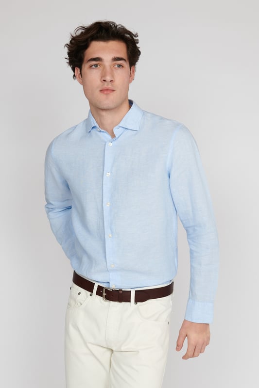 Regular fit,Lange mouwen  Fijne was 40°, niet bleken, niet in de droger drogen, Druipnat ophangen, warm strijken max. 150° C, Droogreiniging  100% Linnen