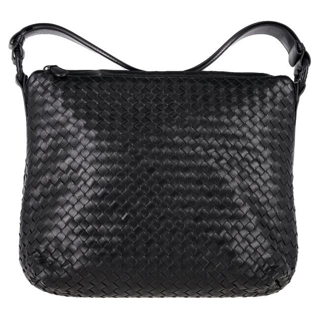 VINTAGE, RRP AS NEW
Elevate your wardrobe with the Bottega Veneta Medium Zipped Intrecciato Shoulder Bag in luxurious black leather—a refined blend of artisanal craftsmanship and modern elegance. Boasting the iconic woven intrecciato texture and a secure top-zip closure, this versatile piece keeps your essentials organized in style. **Styling Tip:** Wear it with an all-black tailored jumpsuit and sleek heels for a minimalist, high-fashion look—let the woven detailing take center stage.

 Bottega Veneta Medium Zipped Intrecciato Shoulder Bag in Black Leather

Condition: Excellent
Signs of wear: No retail tag, No visible sign of wear., 
Packaging: Dust bag
Color: Black
Material: Leather | leather
Size: One Size | One Size
Measurements: Width: 140; Height: 280; Length: 380; Handle drop: 130; Strap length: 0
SKU: NAPPUGBBA506784W