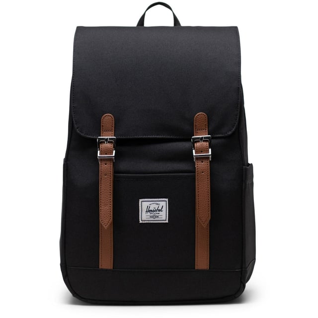 Herschel Bags Herschel Retreat Small Backpack Polyester Unisex Adults's Black Backpack Small backpack, big personality. Created for busy lives, the alpine inspired Retreat Small Backpack carries your tools and tech and is made with 100% recycled EcoSystem fabrics.