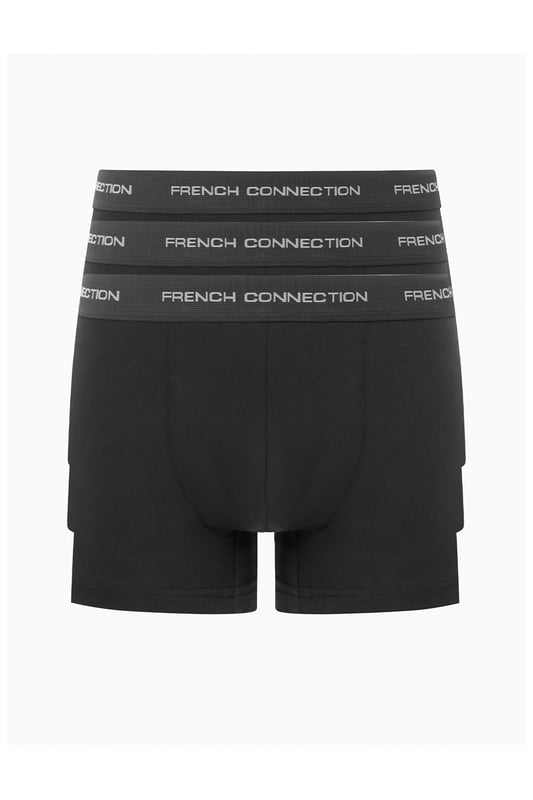 Black Cotton 3-Pack Boxers These French Connection 3-pack boxers are made of soft cotton for all-day comfort. Featuring the classic French Connection logo on the waistband. The pouch provides support, and the cotton fabric blend provides excellent breathability. Giving you a soft and comfortable wearing experience.