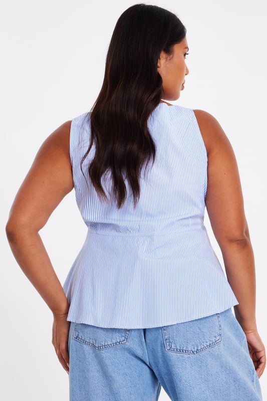 - Square neck - Striped pattern - Tie front details - Peplum hem - Model height: 5'7" - Model wears uk 18 / us 14 / eur 46 - Always check the wash care label - Cool hand wash with mild detergent