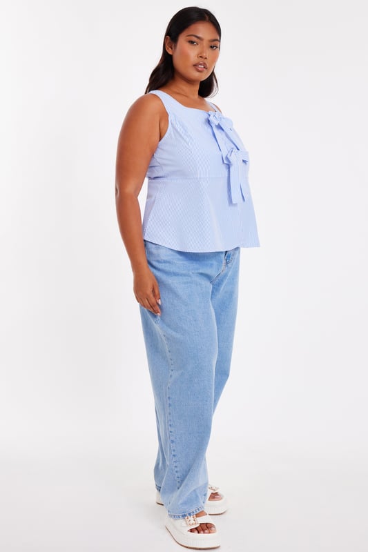 - Square neck - Striped pattern - Tie front details - Peplum hem - Model height: 5'7" - Model wears uk 18 / us 14 / eur 46 - Always check the wash care label - Cool hand wash with mild detergent