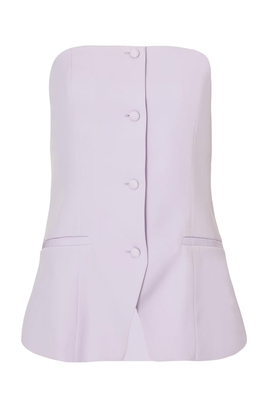 - Woven finish - Bandeau style - Button front - Split hem - Longline fit - Model height: 5'8" - Model wears uk 8 / us 4 / eur 36 - Always check the wash care label - Cool hand wash with mild detergent