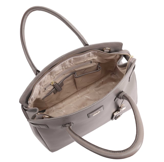 Crafted from soft premium leather, this elegant work bag combines style with functionality. Its spacious central compartment is smartly organized with slip and zipped pockets on both internal walls, while a padded section keeps your gadget safe. A top zip secures the contents, and a handy back slip pocket adds extra convenience. Carry it your way with the removable, adjustable shoulder strap, and enjoy the added touch of sophistication with a branded luggage tag accessory.