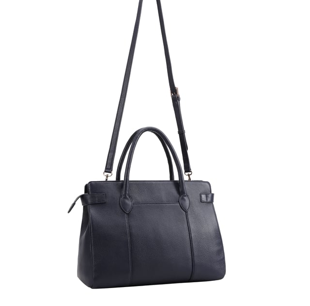 Crafted from soft premium leather, this elegant work bag combines style with functionality. Its spacious central compartment is smartly organized with slip and zipped pockets on both internal walls, while a padded section keeps your gadget safe. A top zip secures the contents, and a handy back slip pocket adds extra convenience. Carry it your way with the removable, adjustable shoulder strap, and enjoy the added touch of sophistication with a branded luggage tag accessory.