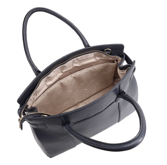 Crafted from soft premium leather, this elegant work bag combines style with functionality. Its spacious central compartment is smartly organized with slip and zipped pockets on both internal walls, while a padded section keeps your gadget safe. A top zip secures the contents, and a handy back slip pocket adds extra convenience. Carry it your way with the removable, adjustable shoulder strap, and enjoy the added touch of sophistication with a branded luggage tag accessory.
