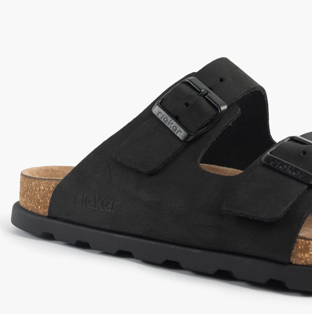 These men's sliders feature a leather upper, breathable lining, and EVA sole for comfort. Designed with an extra-wide fit and slip-on style, ideal for casual summer wear