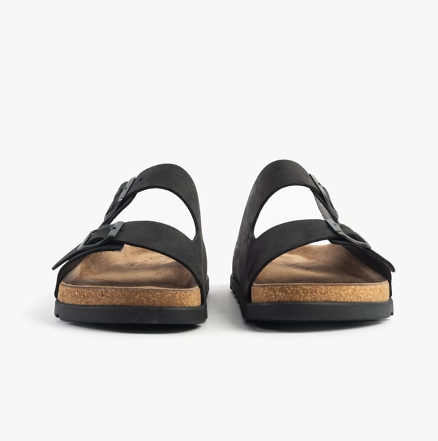 These men's sliders feature a leather upper, breathable lining, and EVA sole for comfort. Designed with an extra-wide fit and slip-on style, ideal for casual summer wear
