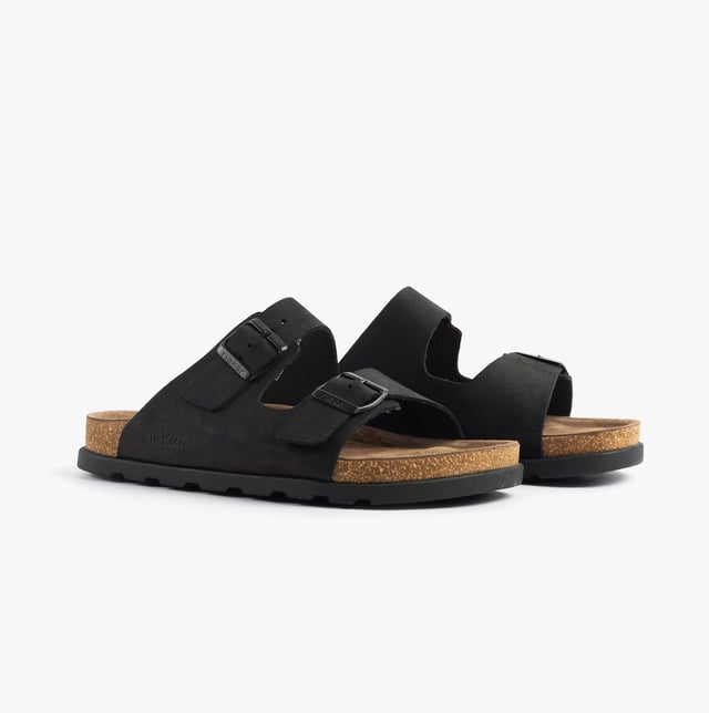 These men's sliders feature a leather upper, breathable lining, and EVA sole for comfort. Designed with an extra-wide fit and slip-on style, ideal for casual summer wear
