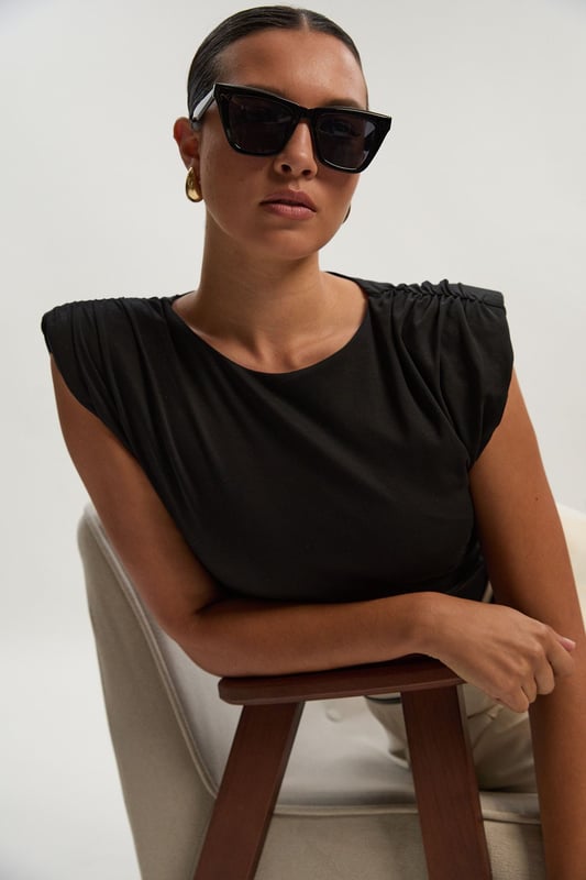 Stretch Jersey Power Shoulder Bodysuit