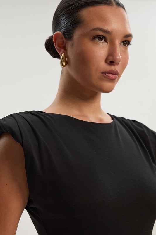 Stretch Jersey Power Shoulder Bodysuit