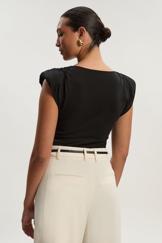 Stretch Jersey Power Shoulder Bodysuit