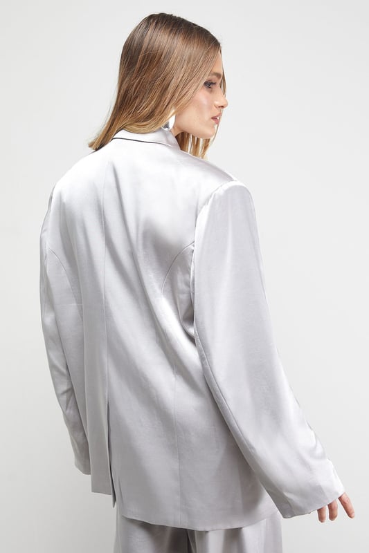 Oversized High Shine Satin Blazer Co-ord