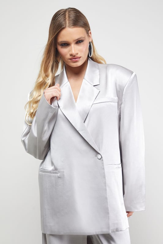 Oversized High Shine Satin Blazer Co-ord
