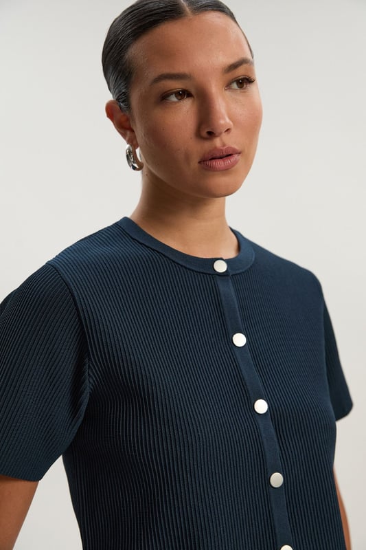 Ottoman Stitch Short Sleeve Knitted Cardi