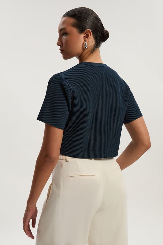 Ottoman Stitch Short Sleeve Knitted Cardi