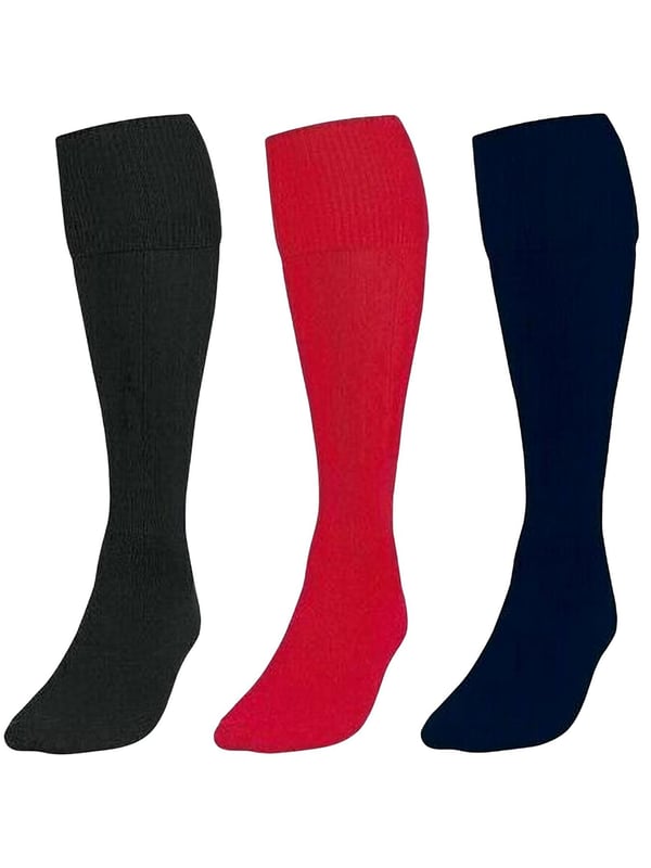 Engineered to UK standards, these ultimate all-round sports socks for kids deliver comfort, durability, and performance for every game. Perfect for football, rugby, hockey, and more, they feature a snug, supportive fit that stays secure during intense play. Breathable and soft, they help keep feet cool and dry, while reinforced areas add lasting strength. Available in classic sports colours—Black, Navy, Red, Royal, and White