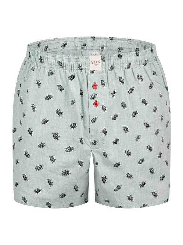 Bequeme Web-Boxershorts aus weich verarbeitetem Material. Die Shorts sind weit und locker geschnitten. Der sehr elastische, weiche Bund verursacht wenig Druck und sorgt für ein angenehmes Tragegefühl. Außerdem besitzen diese Unterhosen einen verdeckten und einfach geknöpften Eingriff sowie ein Label vorn am Bund.