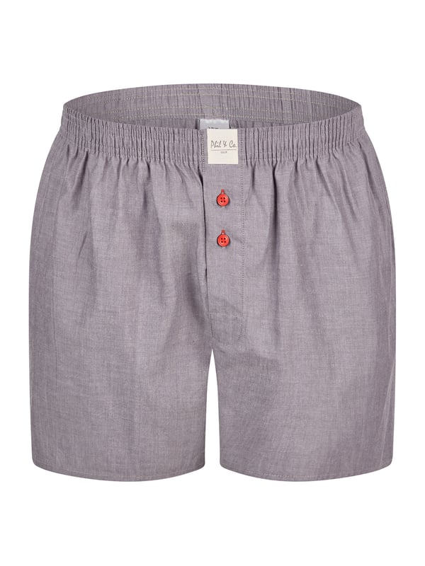 Bequeme Web-Boxershorts aus weich verarbeitetem Material. Die Shorts sind weit und locker geschnitten. Der sehr elastische, weiche Bund verursacht wenig Druck und sorgt für ein angenehmes Tragegefühl. Außerdem besitzen diese Unterhosen einen verdeckten und einfach geknöpften Eingriff sowie ein Label vorn am Bund.
